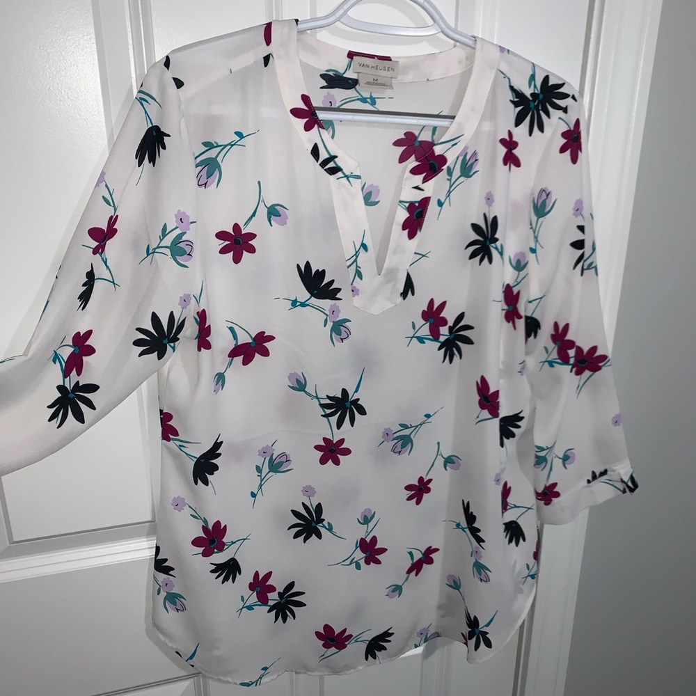 White Blouse with Floral pattern